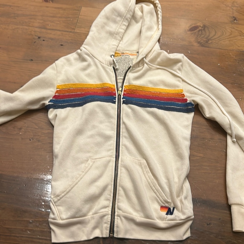 Cream aviator nation, zip up gently used